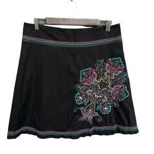 Heart Soul Mini Skirt Juniors Size 9 Black Embroidered Boho Western Multicolor
